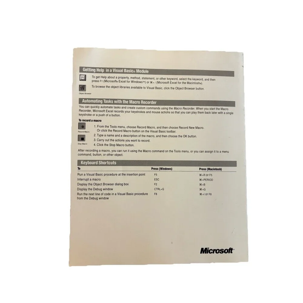 Microsoft Excel & Query Visual Basic User's Guide Version 5.0 Government Use ‘93 - Picture 2 of 3
